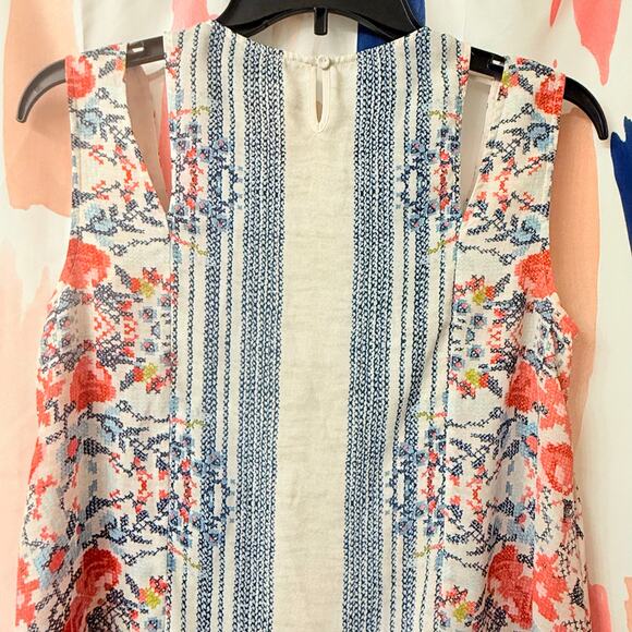 BCBGMaxAzria Abstract Floral Calin Shoulder Cutout Handkerchief Hem Top Size XXS - Picture 7 of 10